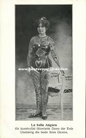 Show off your favorite photos and videos to the world, securely and privately show content to your friends and family, or blog the photos and videos you take with a cameraphone. Circus Freak La Bella Angora Tattooed Lady Full Body Tattoo 1905 Postcard Hippostcard