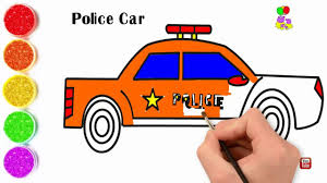 How To Draw Police Car Colors Drawing Learning Coloring Pages Polce Drawing For Kids Learning Colors Colorful Drawings