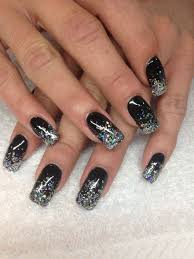 Black And Silver Glitter Nails Black And Silver Nails Black Nails With Glitter Silver Nails Glitter Nail Art