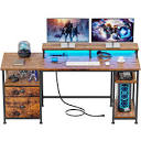 Amazon.com: Furologee 61" Computer Desk with Power Outlet and USB ...