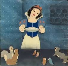Birds Snow White And The Seven Dwarfs Original Hand Painted And Hand Inked Production Animation Cel Of Snow White With Three Squirrels And Four Birds Set On Disney Art Snow White Animation Artwork