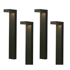Hampton Bay Low Voltage 3 Watt Black Outdoor Integrated Led Landscape Path Lights 4 Pack Jao1501l 2 4pk The Home Depot In 2020 Led Path Lights Path Lights Led Exterior Lighting