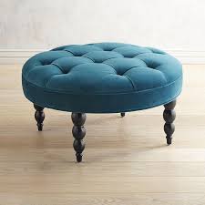 Nathaniel home hazel round storage ottoman. Colette Velvet Teal Tufted Cocktail Ottoman