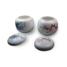 They come in many different styles, shapes, sizes and colors. Amazon Com Elegant 2 Small Decorative Jars Ceramic Vintage Bottles Porcelain With Lid Flower Pattern 5 Ounce Capacity Each Home Improvement