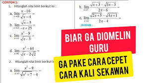 Contoh soal dan pembahasan limit perkalian sekawan unknown 1041 bahan belajar matematika limit fungsi edit. Limit Aljabar Metode Kali Sekawan Akar Youtube