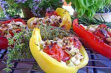 Gegrillte Paprika Mit Schafskasefullung Gefullte Paprika Paprika Lebensmittel Essen