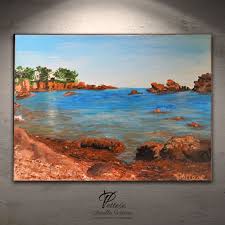 Tableau Ocean Mer Plage Calanque Mediterranee Peinture Originale Bleu Priscilla Vettese Peinture Paysage Artiste Peintre Peintre Contemporain