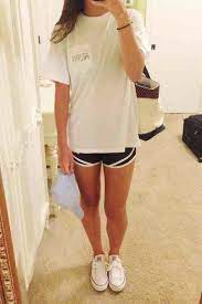 Norts And Oversized Tshirt With White Converse Sporty Outfits Nike Shorts Outfit Summer Shorts Outfits