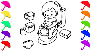 Drawing For Kids Cute Baby Coloring Pages In Toilet How To Draw Babies
