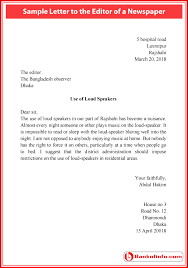 Letter To Editor Example Letter