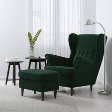Ikea's october products offer minimalist design and monochrome tones with a dash of natural wood and shades of blue. Strandmon Wing Chair Djuparp Dark Green Ikea