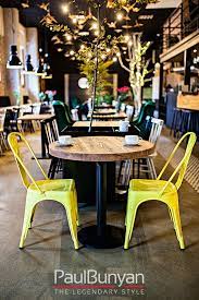 This is a restaurant at midland gate shopping centre in perth, australia! Round Coffee Table Made Of Old Wood For A Restaurant Or Cafe