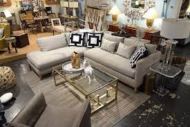 Grey Sectional Sofa With Brass Coffee Table At Mecox Houston Interiordesign Mecoxgardens Furniture Shopping Home Dec Furniture Home Interior Design