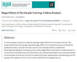Haelermans Carla And Lex Borghans 2012 Wage Effects Of On The Job Training A Meta Analysis British Journal Of Indus Job Training Analysis Meta Analysis