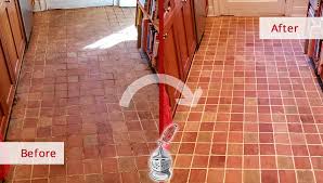 This multi color terracotta cenere porcelain tile is 24 x 24 with matte finish. Dull Terracotta Floor In Irvington Ny Gets Its Color Restored After A Tile Cleaning Service