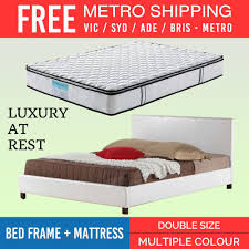 Bed Frame Amp Memory Pillow Top Mattress Combo Double Multiple Colour Free Metro Bed Frame Mattress Bed Frame Queen Bed Frame