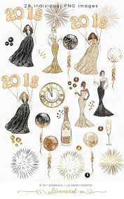 Celebrate New Years Eve In Glam Style This Whimsical Fashion Illustration Collection Features Stylish Girls In Shimmering Art New Art New Year Illustration