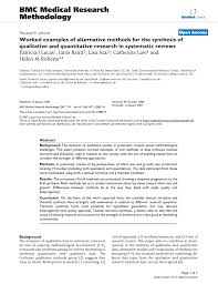 What is research methodology in a dissertation or thesis? Pdf Worked Examples Of Alternative Methods For The Synthesis Of Qualitative And Quantiative Research In Systematic Reviews
