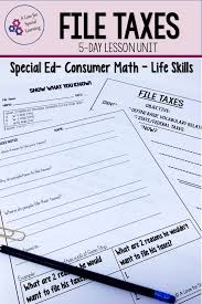 File Taxes Lesson Unit Consumer Math Life Skills Special Education In 2020 With Images Consumer Math Life Skills Special Education Life Skills