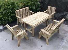 Set of wooden benches and tables for indoor and outdoor use. Wooden Garden Furniture Table Chairs Set For Sale In Birr Offaly From Darren 10