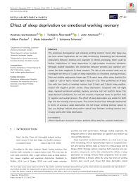 Pdf Effect Of Sleep Deprivation On Emotional Working Memory