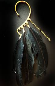Black And Gold Jewelry Black Gold Feather Ear Cuff Black Gold Ear Jacketsburning Black Gold Jewelry Gold Chains For Men Gold Ear Jacket