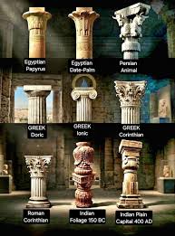 Ancient columns and monuments from Egypt, Greece, Persia, India, and Rome.  From the Egyptian obelisk to the Ashoka Pillar and the Corinthian column,  these forms were not only structural or decorative —