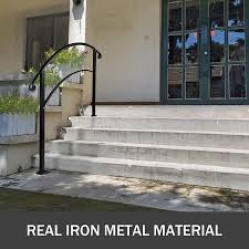 You attach the gate to existing rail posts with included hinge and latch posts. Buy Vevor Wrought Iron Handrail Fit 4 Or 5 Steps Outdoor Stair Railing Flexible Front Porch Hand Rail Black Transitional Hand Railings For Concrete Steps Or Wooden Stairs With Installation Kit Online