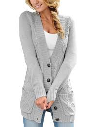 Autumn Style Deep V Neck Buttons Pockets Long Women Cardigan Long Sleeve Sweater Coat Knit Sweater Coat Cable Knit Sweater Cardigan