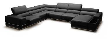 Enjoy the sleek, sophisticated look of a black leather living room set. Divani Casa Chrysanthemum Modern Black Leather Sectional Sofa