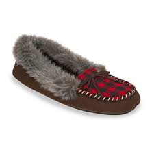 Dearfoams Women S Chalet Checkered Memory Foam Moccasin Slippers Size Medium Dark Brown Moccasins Slippers Slippers Moccasins