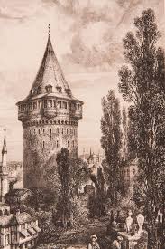 Galata Kulesi Gravur 1840 Yilinda Jouannin Tarafindan Hazirlanmis Ve Ahsap Baski Tekniginde Basilmis La Turquie Adli Kitapta Da Ku Turk Sanati Resim Resimler