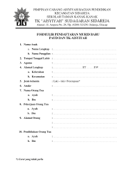 A la/s 21.01 posting komentar kop. Formulir Ran Tk Aisyiyah