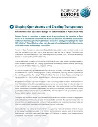 (2) a suggested strategy for efficiently writing up research results; Principles On Open Access To Research Publications Science Europe