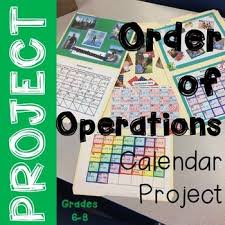 Order Of Operations Project Calendar Project Order Of Operations Math Pbl Math Number Sense