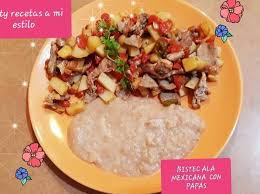Bistec En Salsa Roja De Jitomate Bistec Ala Mexicana Con Papas Receta Recetas De Comida Bistec Comida
