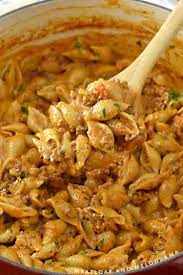 Creamy One Pot Shells And Beef Recipe Easy Pasta Dishes Dinner With Ground Beef Ground Beef Recipes Easy