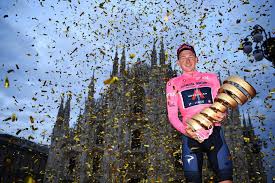 Various of ceremony in progress. Giro D Italia 2020 Results Tao Geoghegan Hart Wins