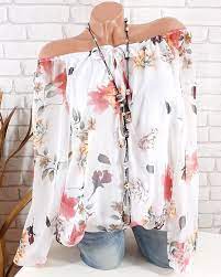 Одежда для женщин made in italy. Bluse Damen Transparent Italy Tunika Blumen 36 38 40 Schulterfrei Langarm Weiss Modetrends Blusen Damen Tuch