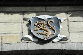 Poster, Print Escudo de armas de Leon en Amberes Bélgica, 40x26.7 cm