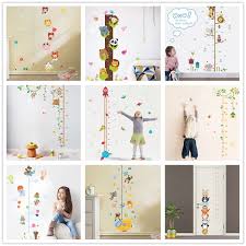 Cute Animals Stack Height Measure Wall Stickers Decal Kids Vinyl Wallpaper Mural Baby Girl Boy Room Growth Chart Stickers D19011702 Full Wall Decal