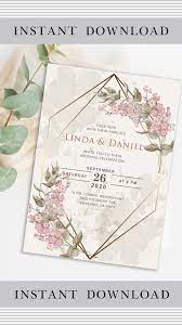 Floral Wedding Invitation Template Geometric Wedding Etsy In 2021 Wedding Invitation Cards Wedding Invitations Geometric Wedding Invitation