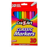 10 ct Fineline Washable Markers box Cra-Z-Art 10 Count