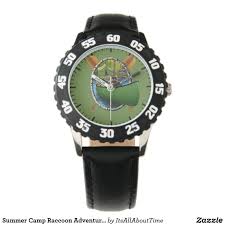 Summer Camp Raccoon Adventure Funny Kid S Watch Zazzle Com Kids Watches Wrist Kids Watches Childrens Watches