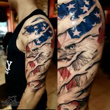 Simple Black American Flag Tattoo Shredded Skin With American Flag And Eagle Tattoo By Carlos At Bltnyc Tattoo Shop Astoria Queens Americanflag P American Flag Tattoo Army Tattoos Flag Tattoo