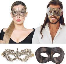 Amazon.com: Couple Masquerade Mask - Matching Men & Women Mask for  Masquerade Party, Mardi Gras, Venetian Party, Prom, Halloween & Wedding  (Antique Black/Gold) : Clothing, Shoes & Jewelry