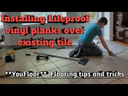 Installing vinyl plank flooring lifeproof waterproof rigid core. Installing Lifeproof Vinyl Planks Over Existing Tile Youtube
