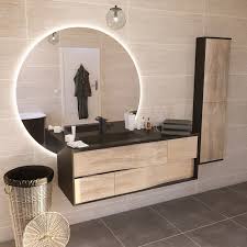Reperee Chez Grandbains Magnifique Miroir Rond Avec Retro Eclairage Led Meuble Vasque Bicolo Idee Salle De Bain Miroir Rond Salle De Bains Led Salle De Bain
