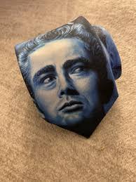 Ralph Marlin James Dean Faces Blue Neck Tie Vintage 1991 90s