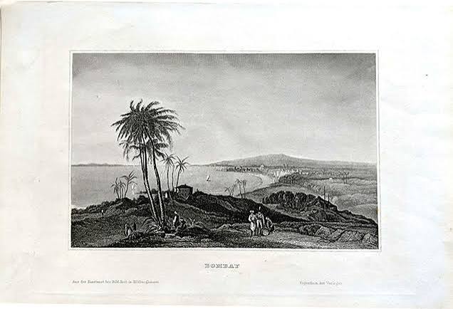 View Of Bombay or Mumbai - Old Print 1845 - Past-India
